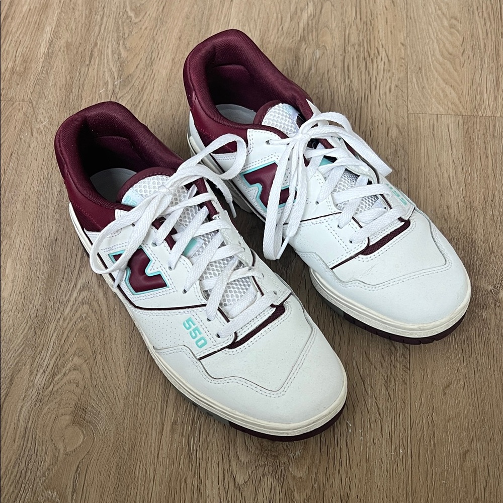 New Balance 550s (White/Burgundy/Light Blue)